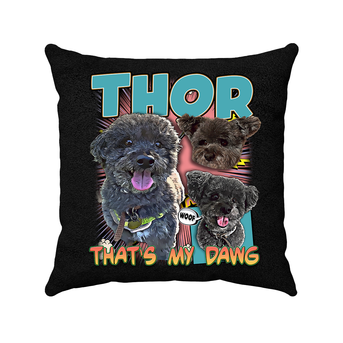 Custom Comic Book Pillow Upload Any Pet Friend or Other Favorite Picture