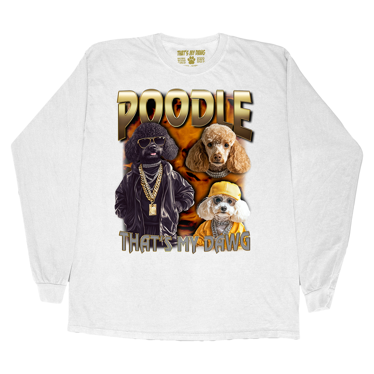 a white t - shirt with two poodles on it