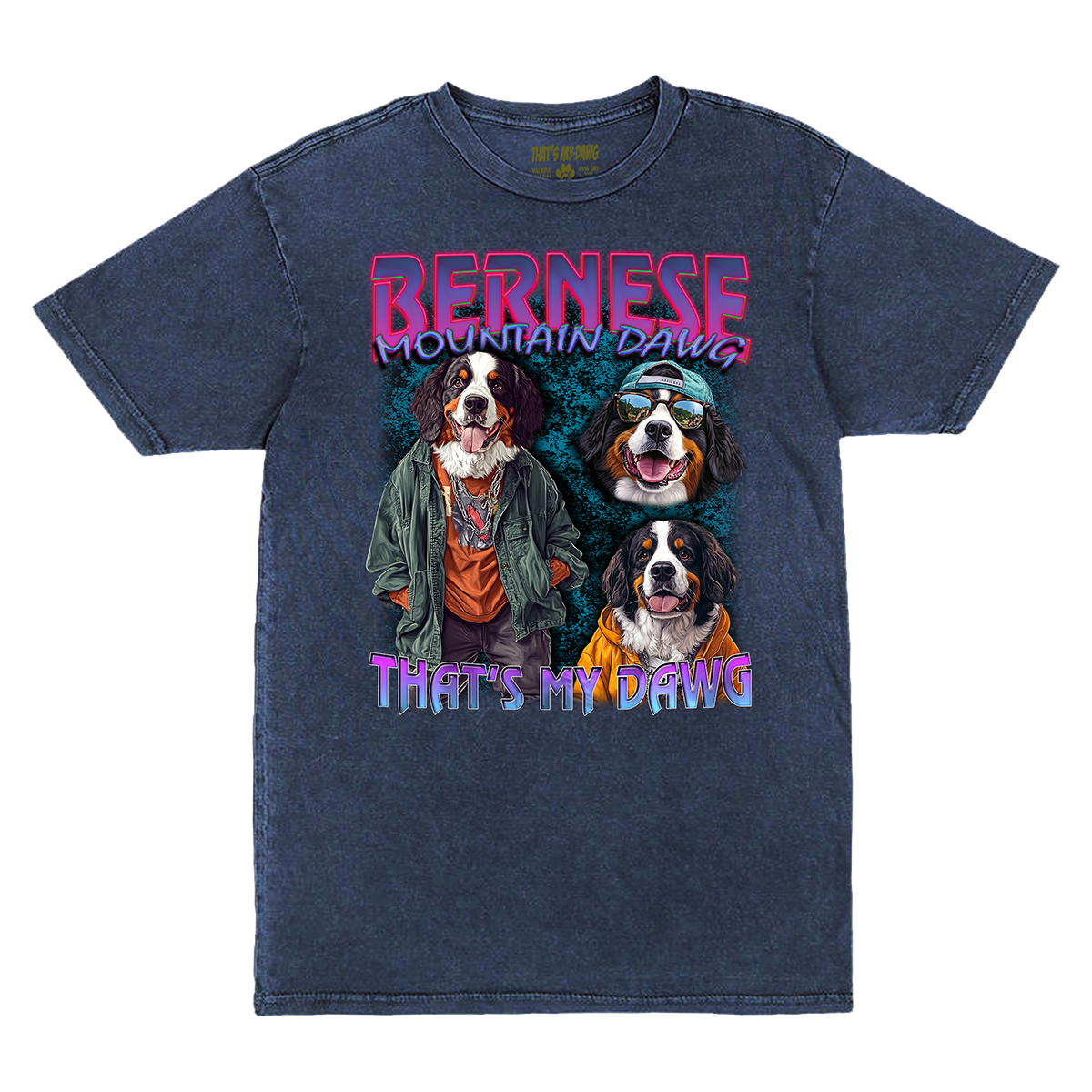 a blue t - shirt with two dogs on it
