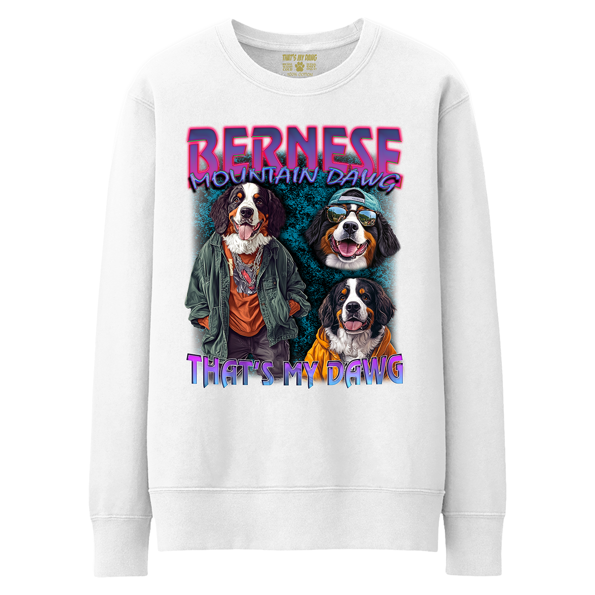 a white sweatshirt with two dogs on it