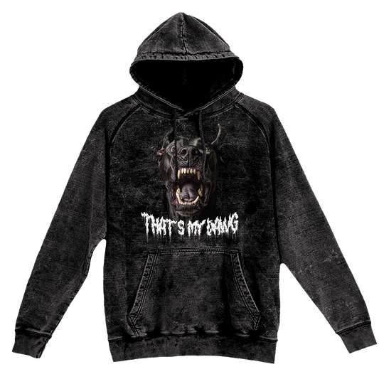 a black hoodie with a picture of a demon on it