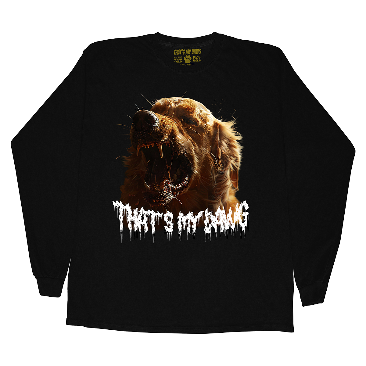 a black shirt with a picture of a dog on it