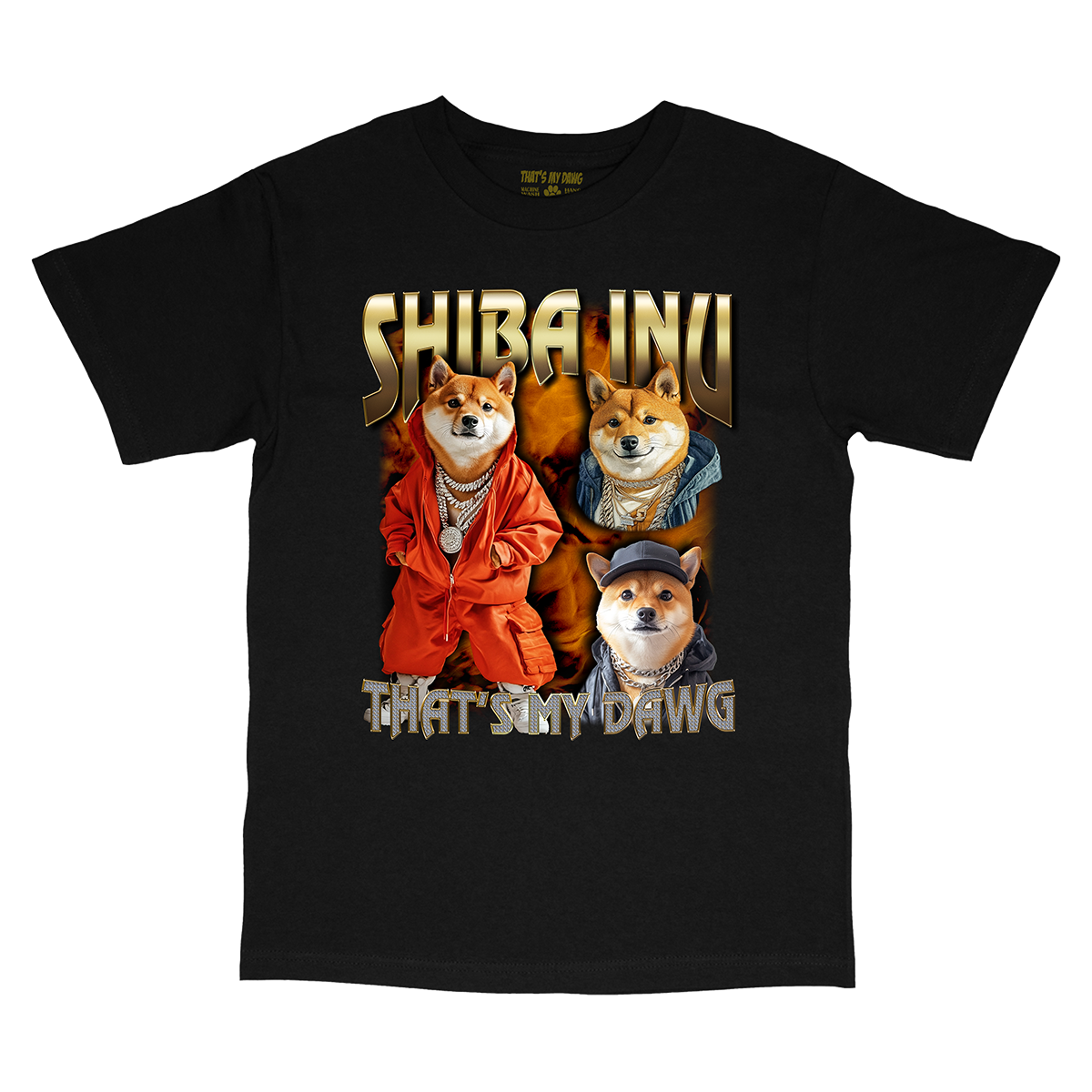 a black shirt with three cats on it