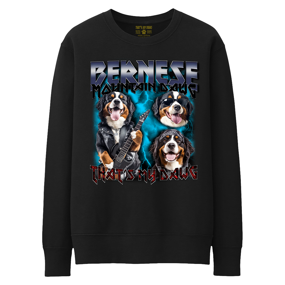 a black sweatshirt with two dogs on it