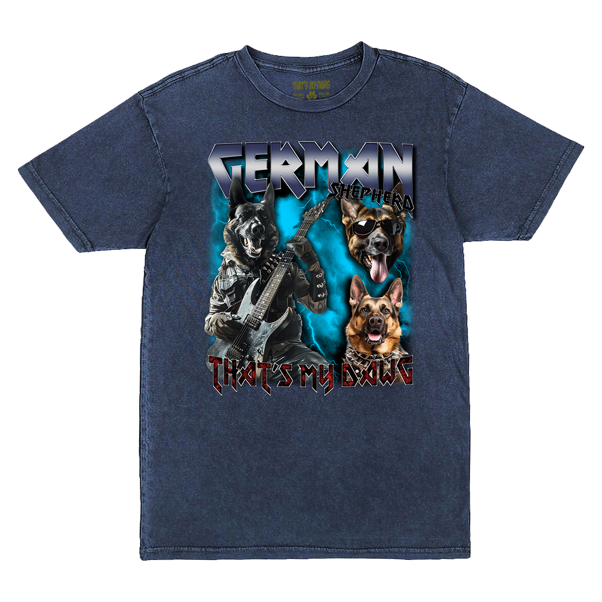 a t - shirt with a picture of two dogs on it