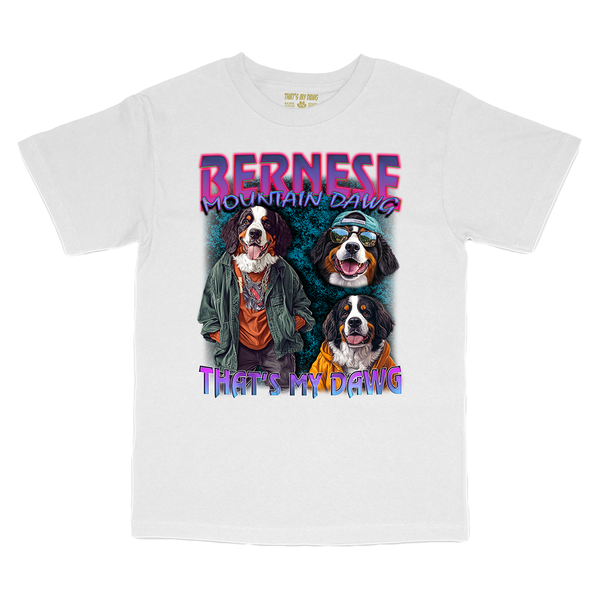 a white t - shirt with two dogs on it