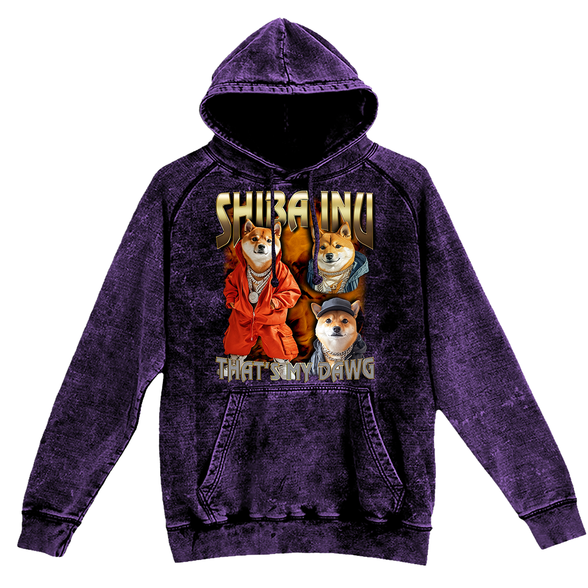 a purple hoodie with two cats on it