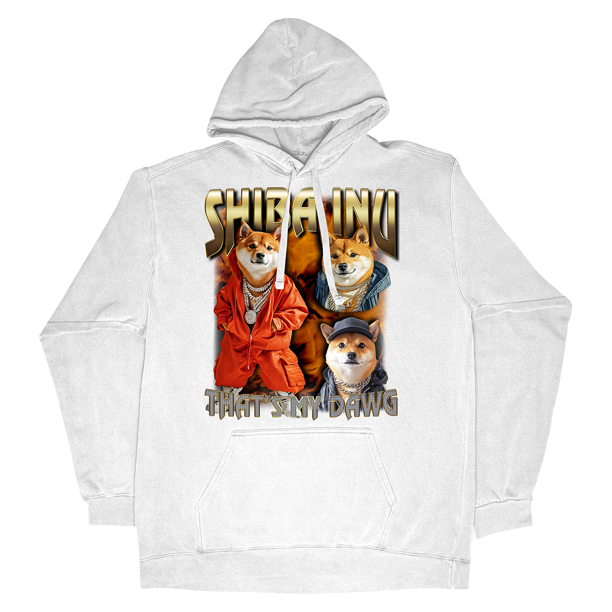 a white hoodie with two cats on it