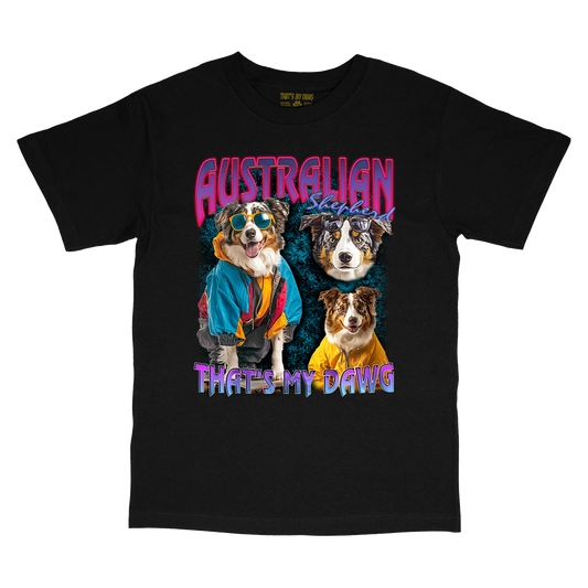 a black t - shirt with two dogs wearing sweaters
