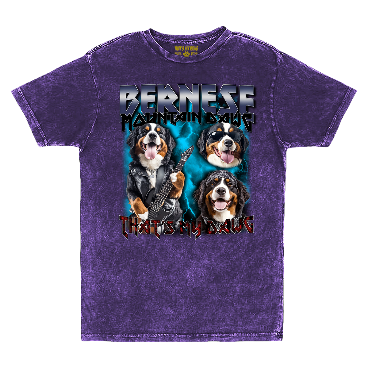 a purple t - shirt with two dogs on it
