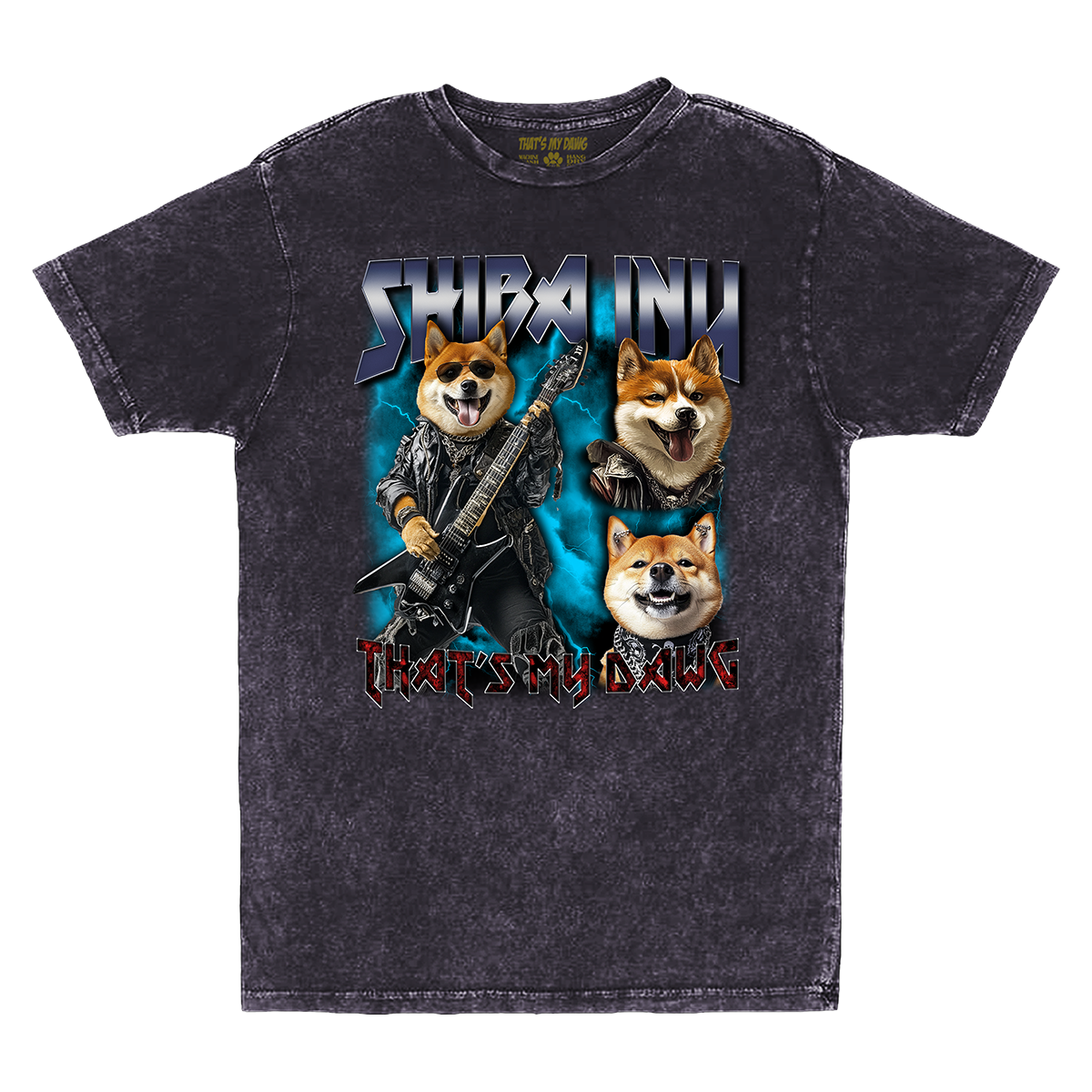 a black shirt with two dogs on it