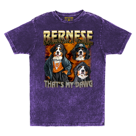 a purple shirt with two dogs on it