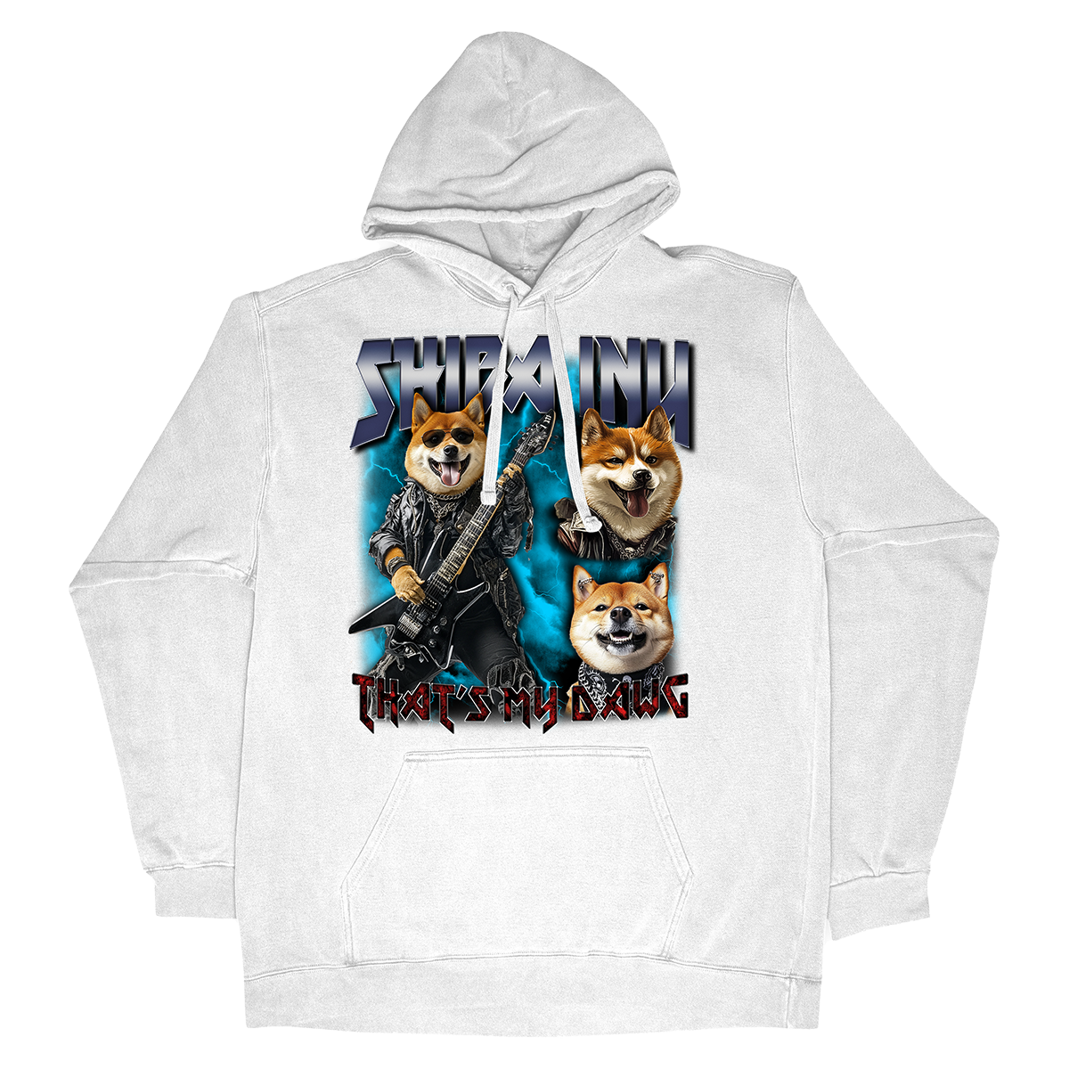 a white hoodie with two cats on it