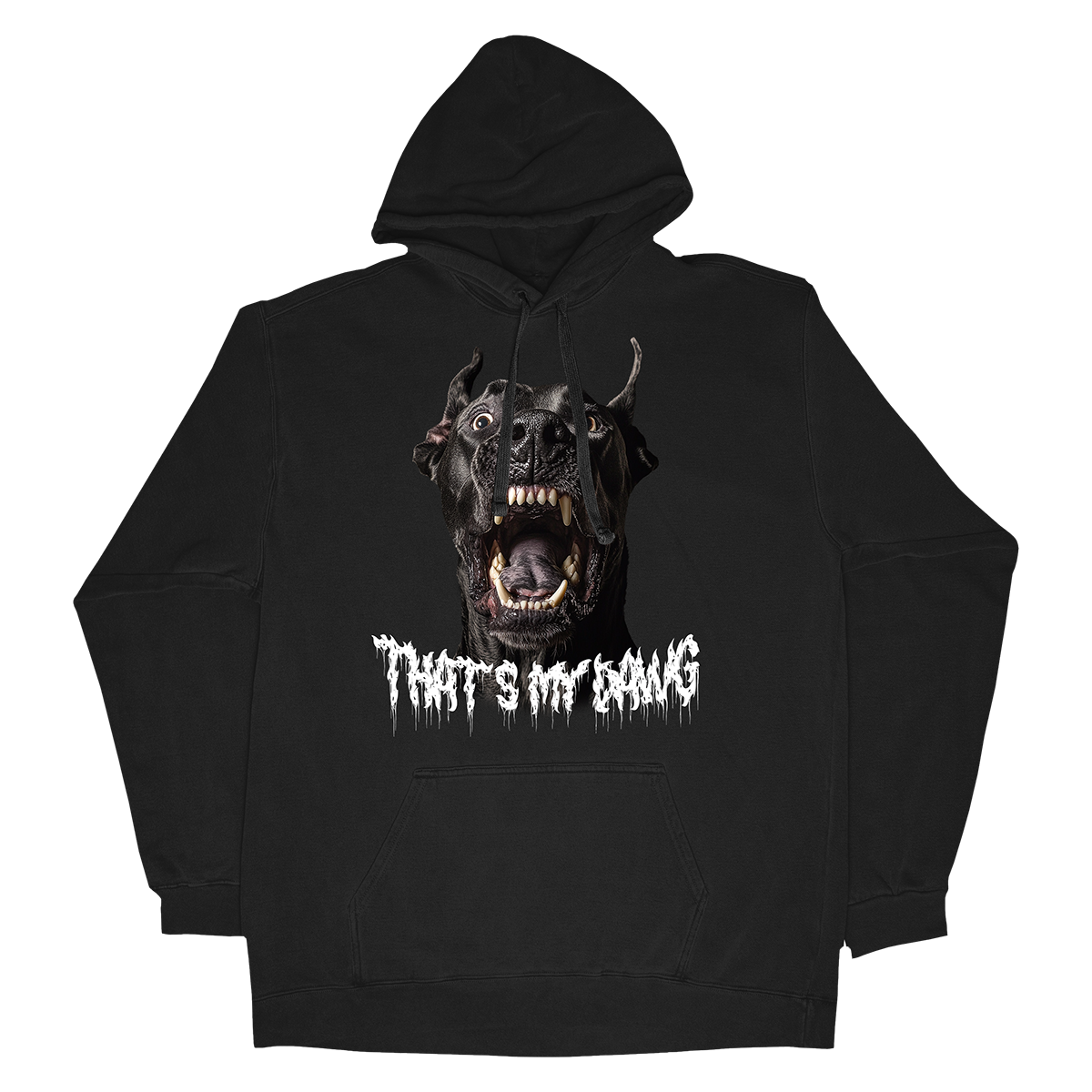 a black hoodie with the words that's my gang printed on it