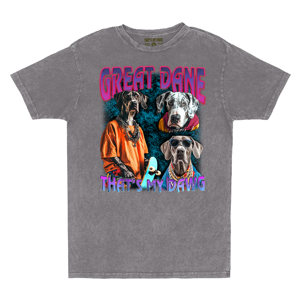 a gray t - shirt with two dogs on it