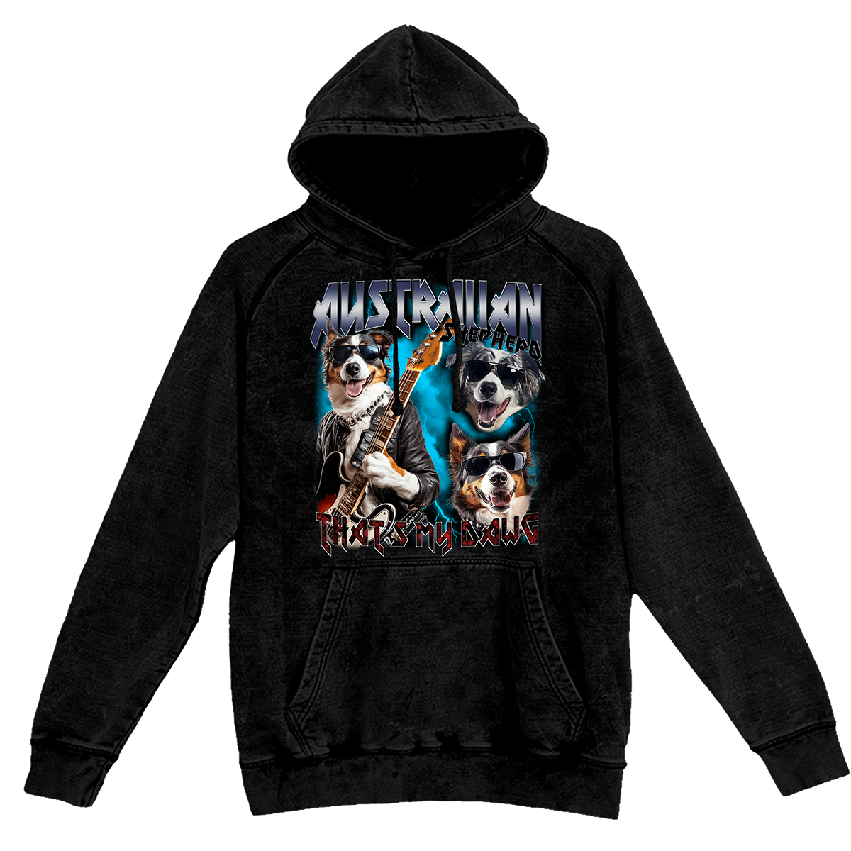 a black sweatshirt with two dogs on it