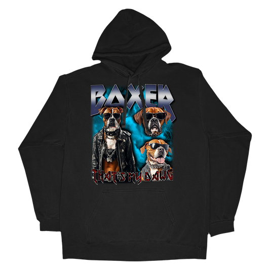 a black hoodie with two dogs on it