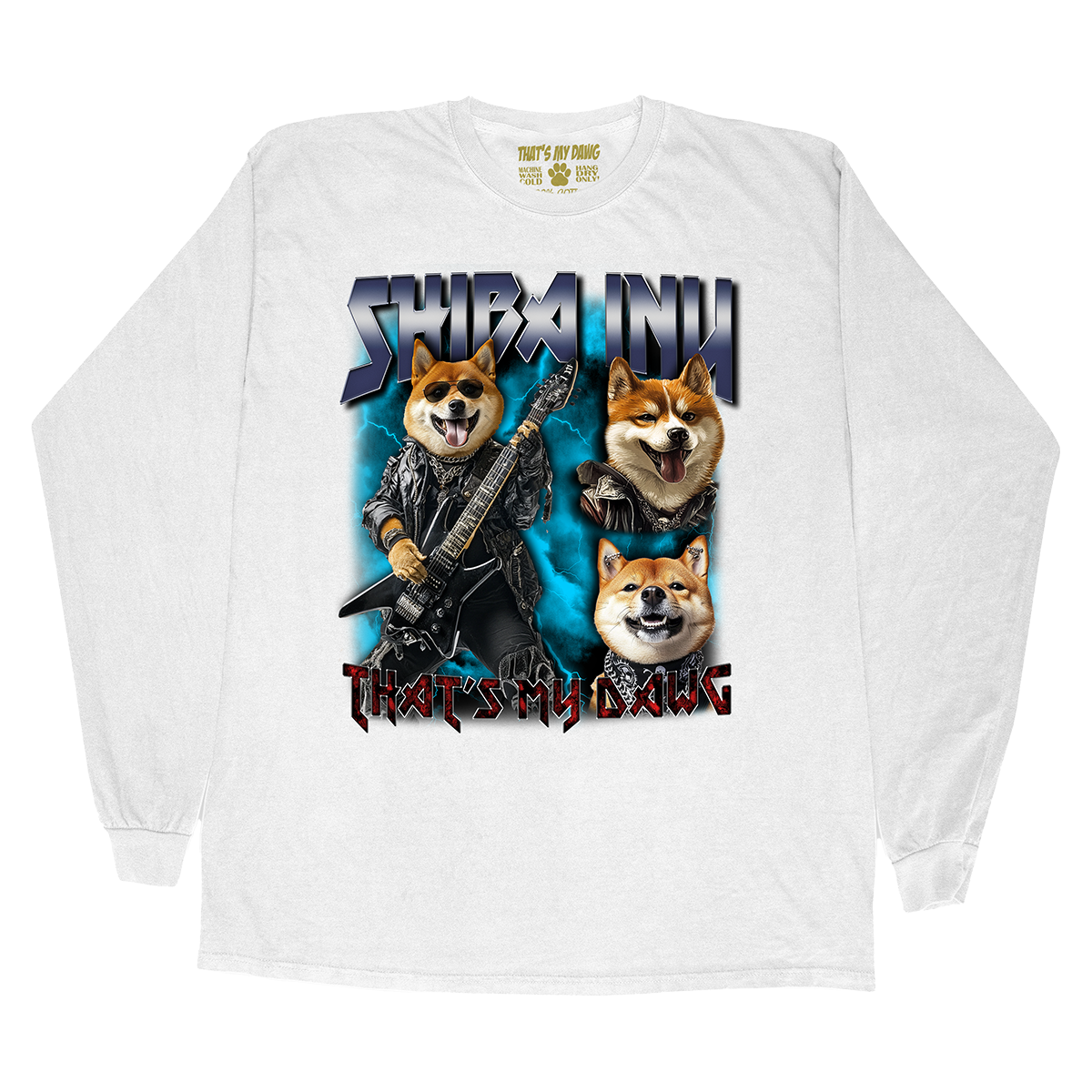 a white t - shirt with three dogs on it