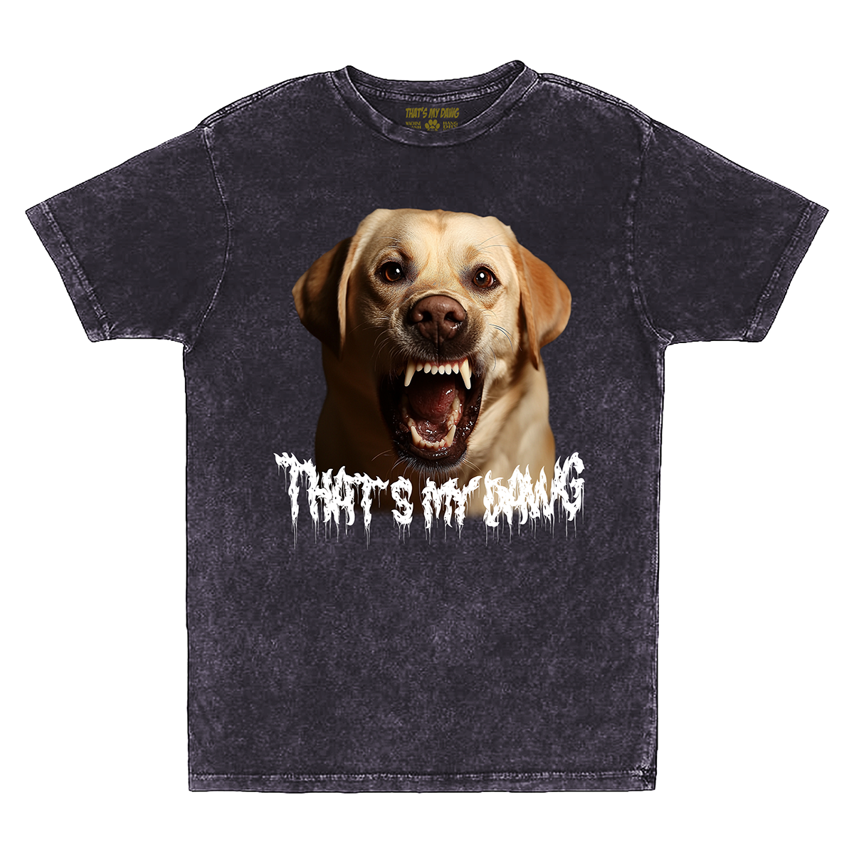 a t - shirt with a picture of a dog that says, that's