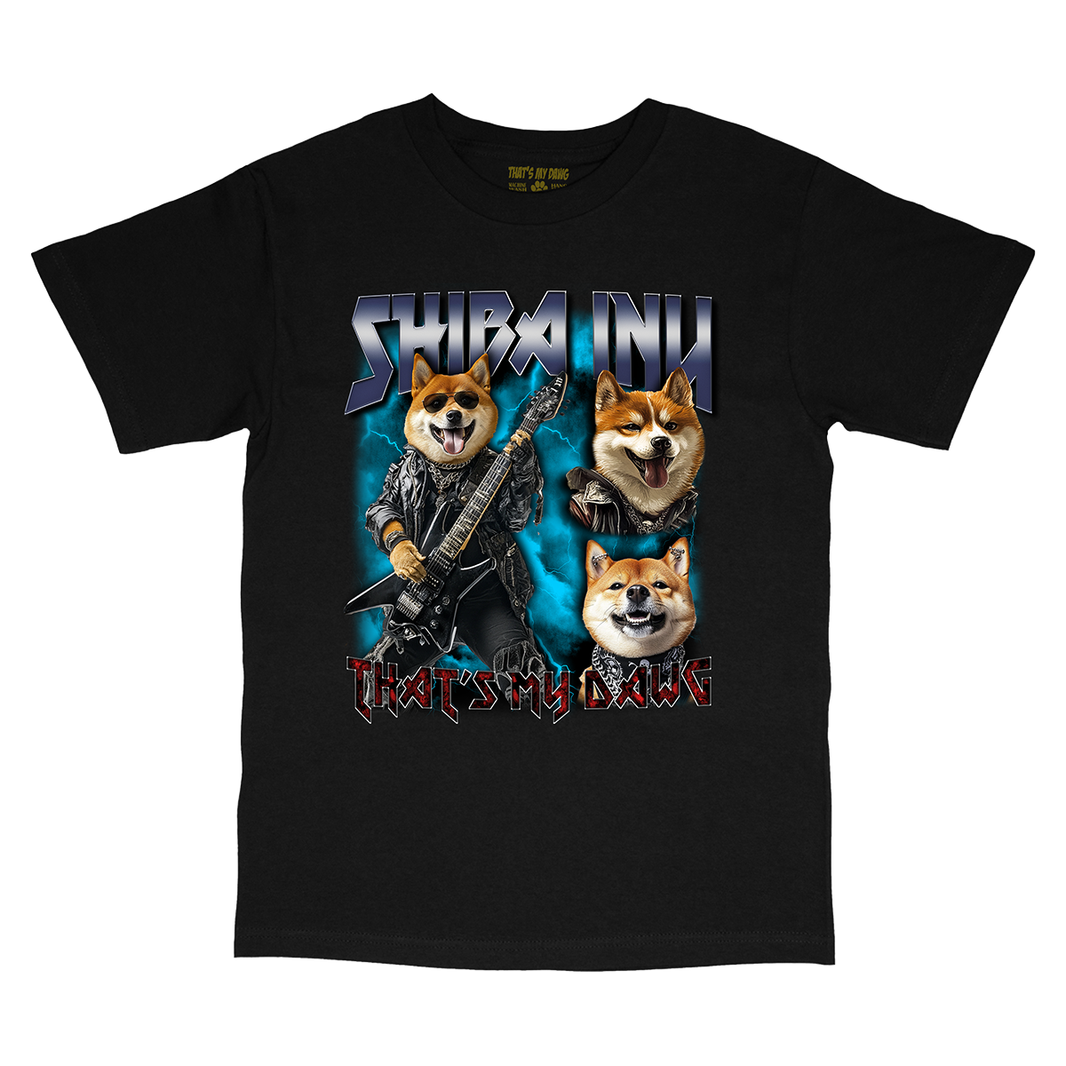 a black shirt with two dogs on it
