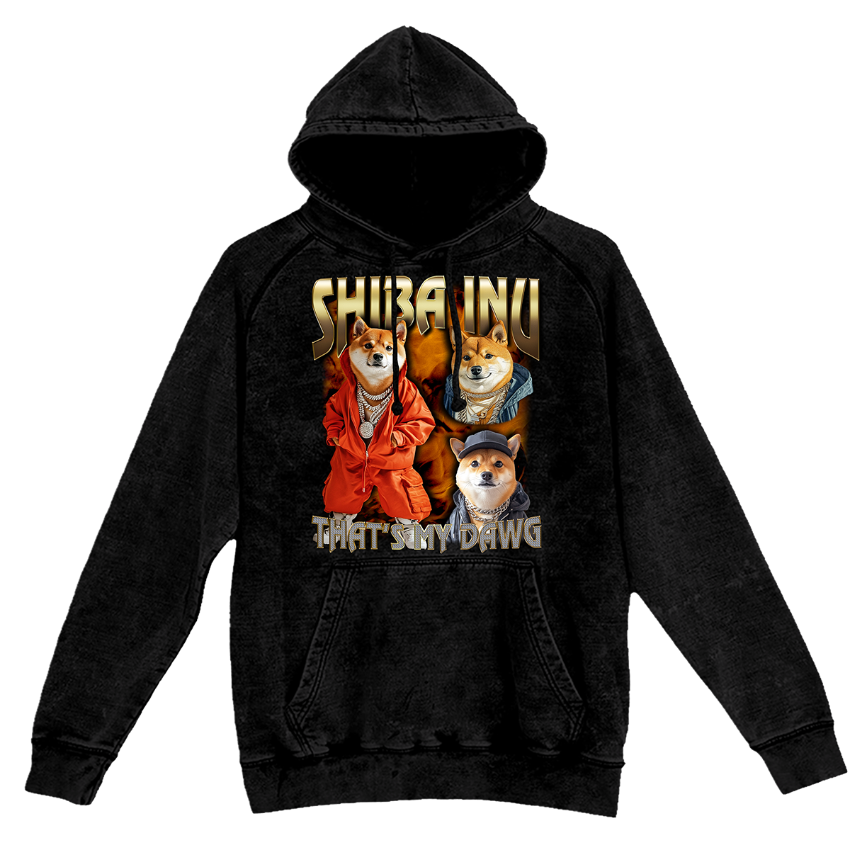 a black hoodie with three cats on it