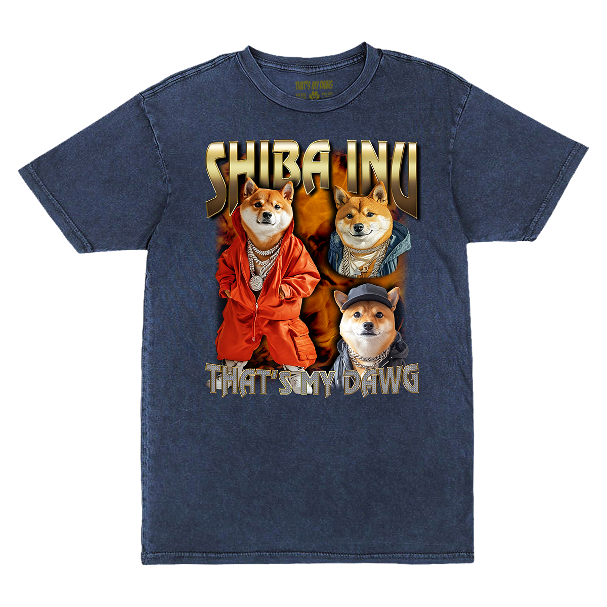 a t - shirt with a picture of three dogs on it