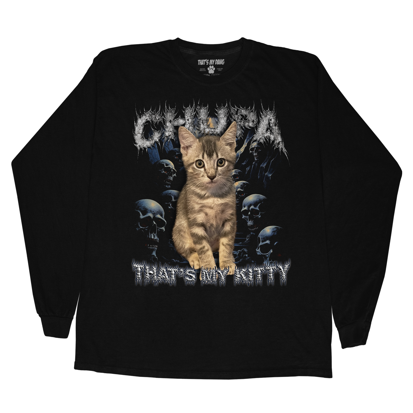 Custom Horrorcore Long Sleeve – Upload Any Pet, Friend, or Other Favorite Picture
