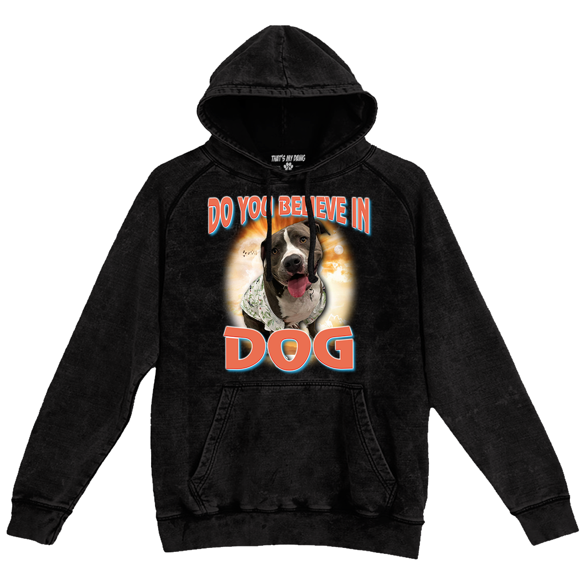 Custom Dog God Vintage Hoodie – Upload Your Dog and Turn Them Into a Deity