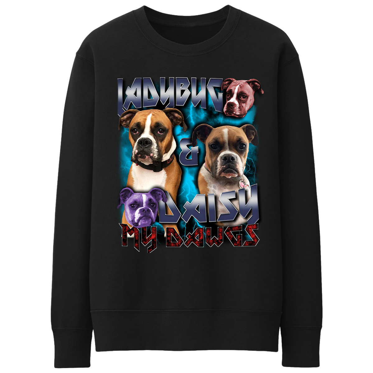 Custom Heavy Metal Crewneck – Upload Any Pet, Friend, or Other Favorite Picture