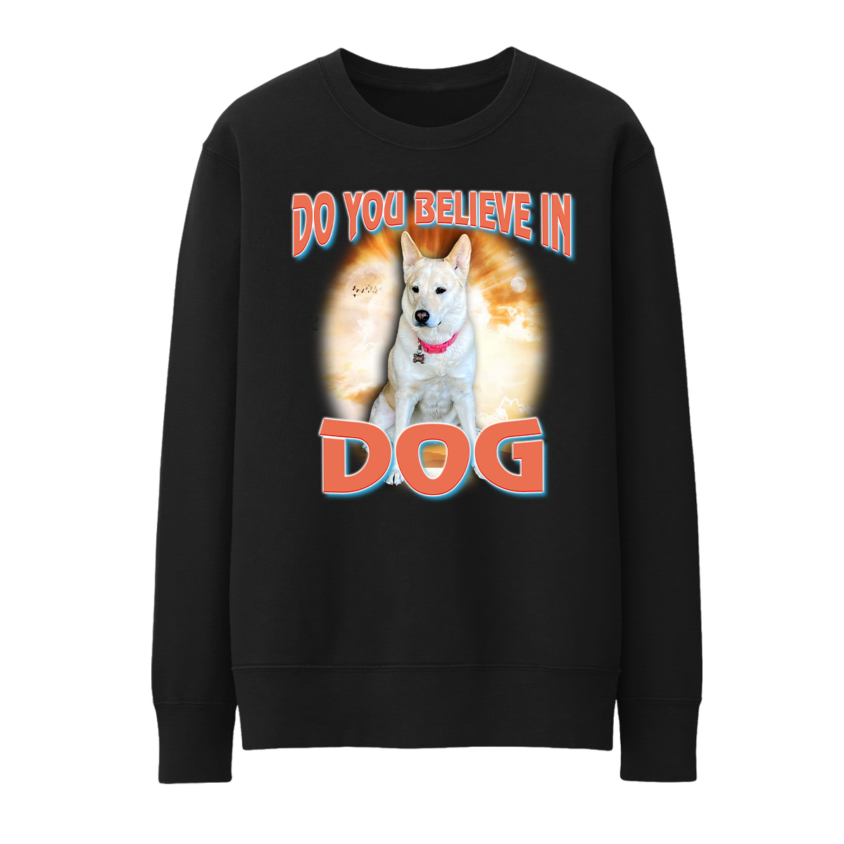 Custom Dog God Crewneck – Upload Your Dog and Turn Them Into a Deity