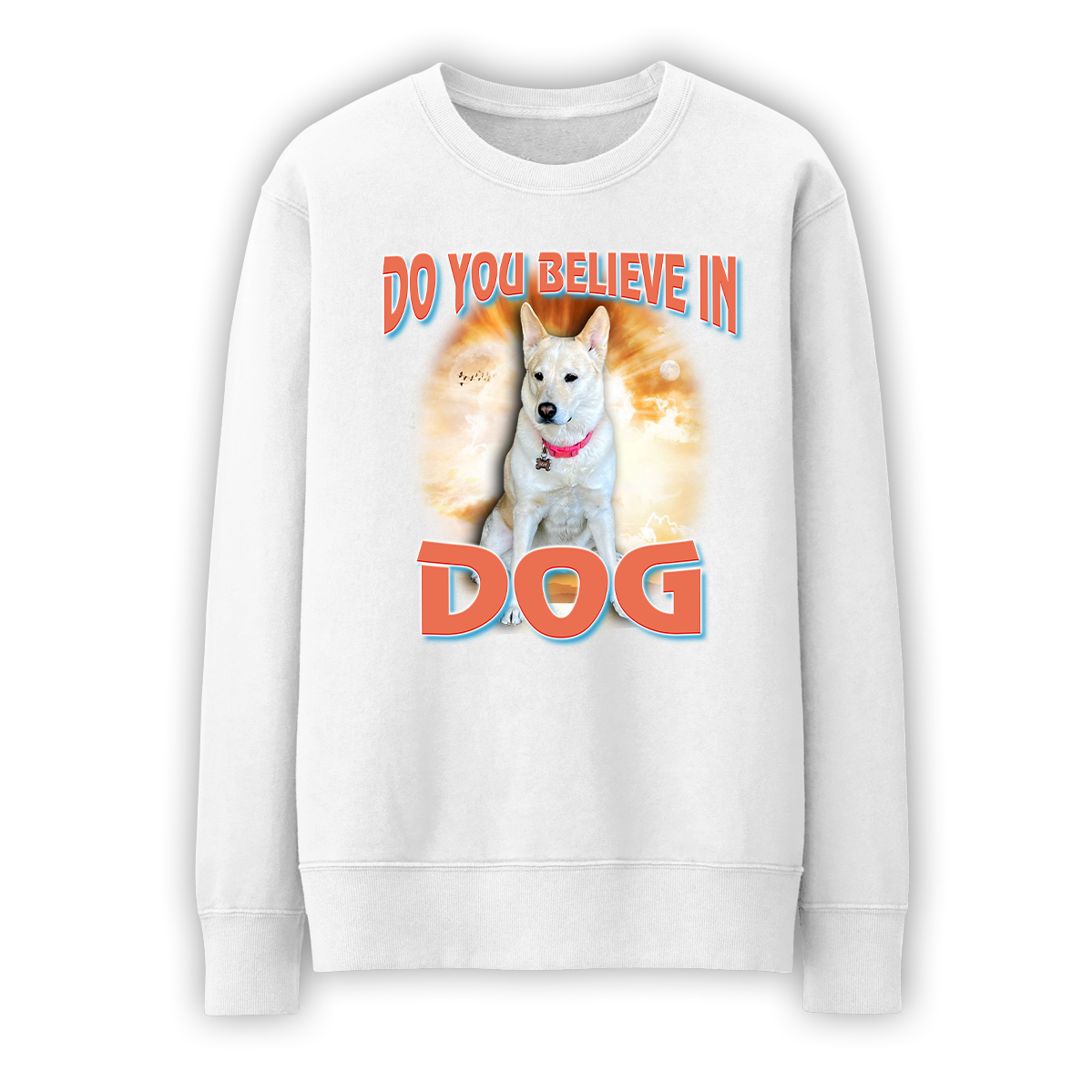 Custom Dog God Crewneck – Upload Your Dog and Turn Them Into a Deity
