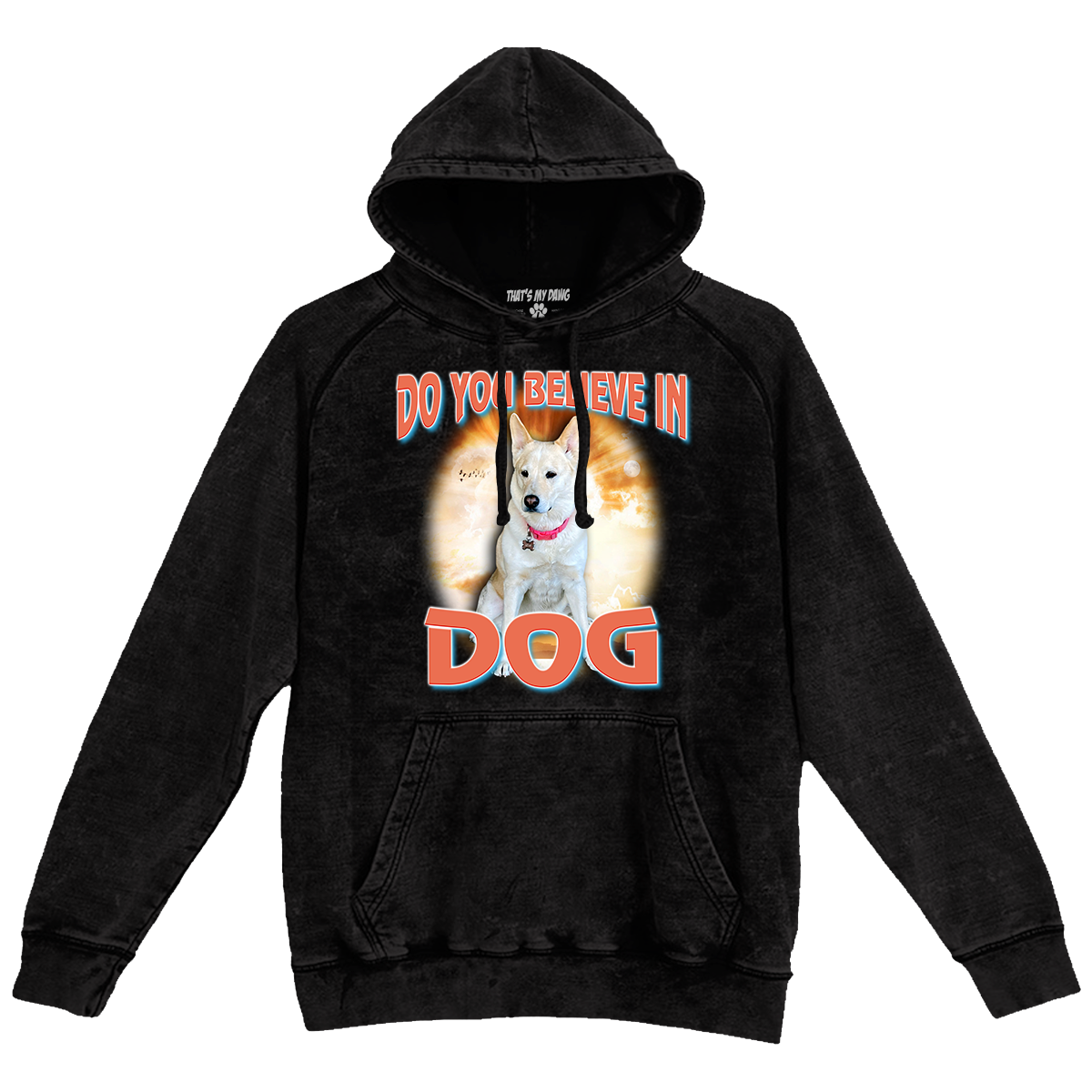 Custom Dog God Vintage Hoodie – Upload Your Dog and Turn Them Into a Deity