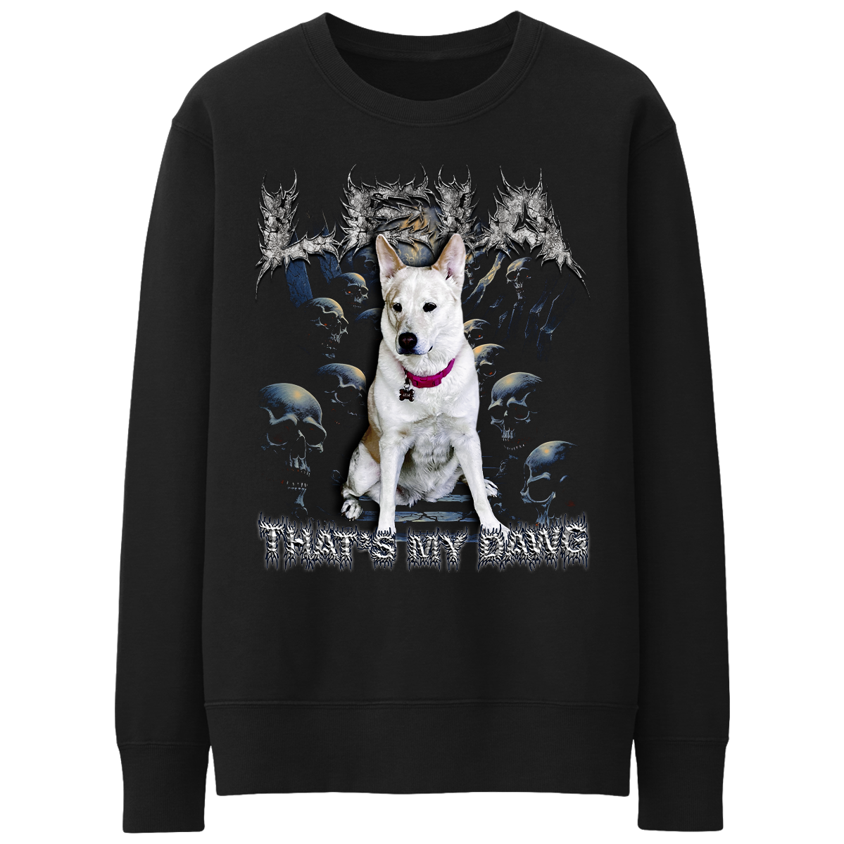 Custom Horrorcore Crewneck – Upload Any Pet, Friend, or Other Favorite Picture