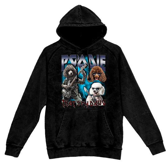 a black hoodie with a group of dogs on it