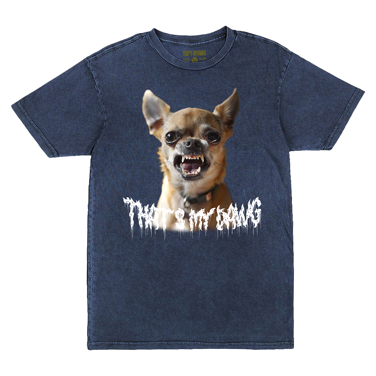 a t - shirt with a picture of a dog that says, that's