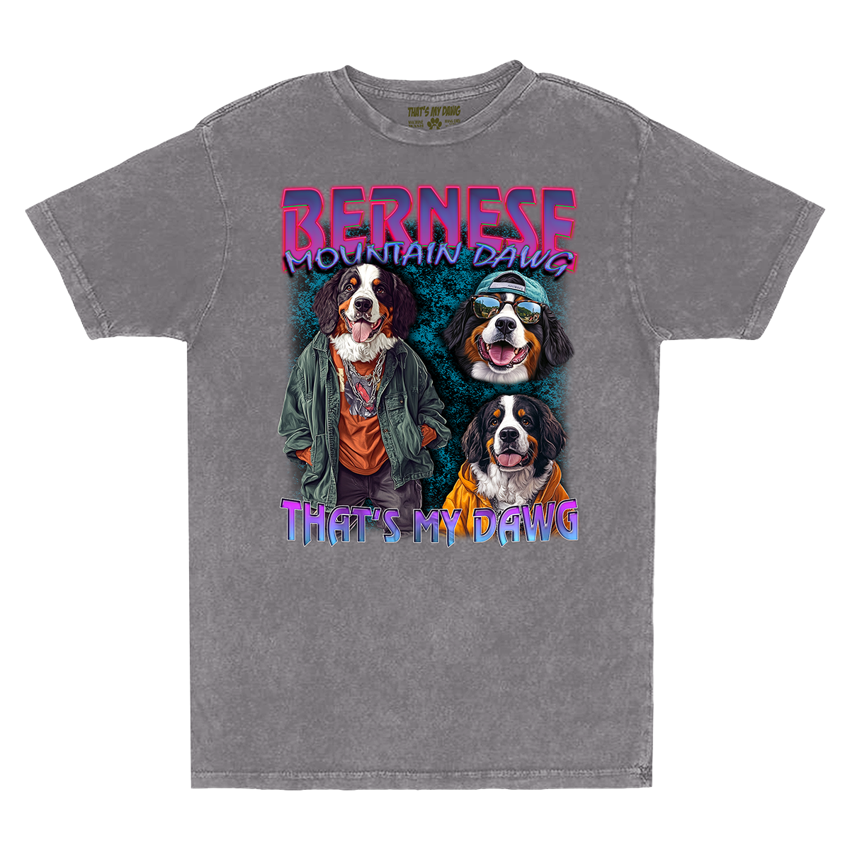 a gray t - shirt with two dogs on it