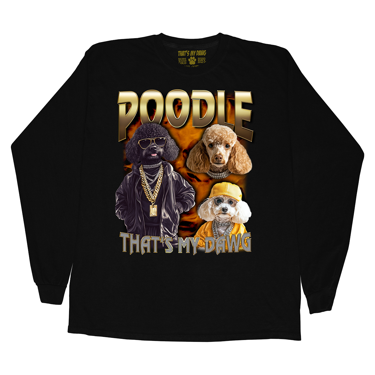 a black shirt with a picture of poodles on it
