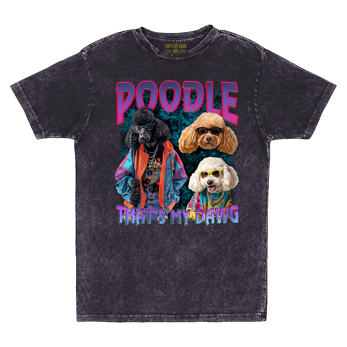a black t - shirt with two poodles on it