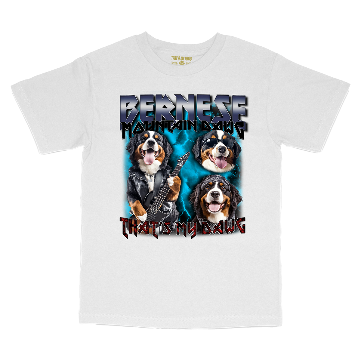 a white t - shirt with two dogs on it