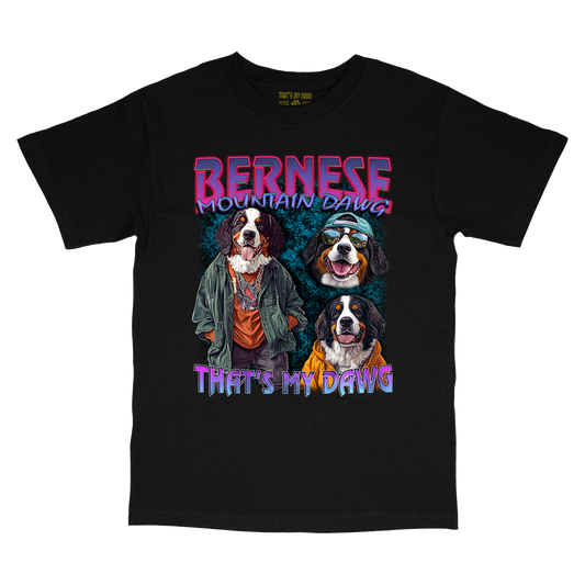 a black t - shirt with two dogs wearing costumes