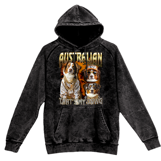 a black hoodie with two dogs on it