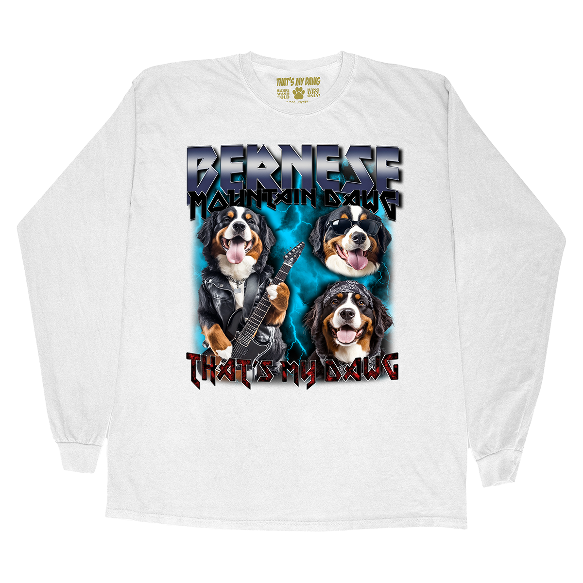 a white shirt with a picture of two dogs