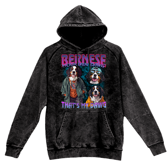 a black hoodie with two dogs on it