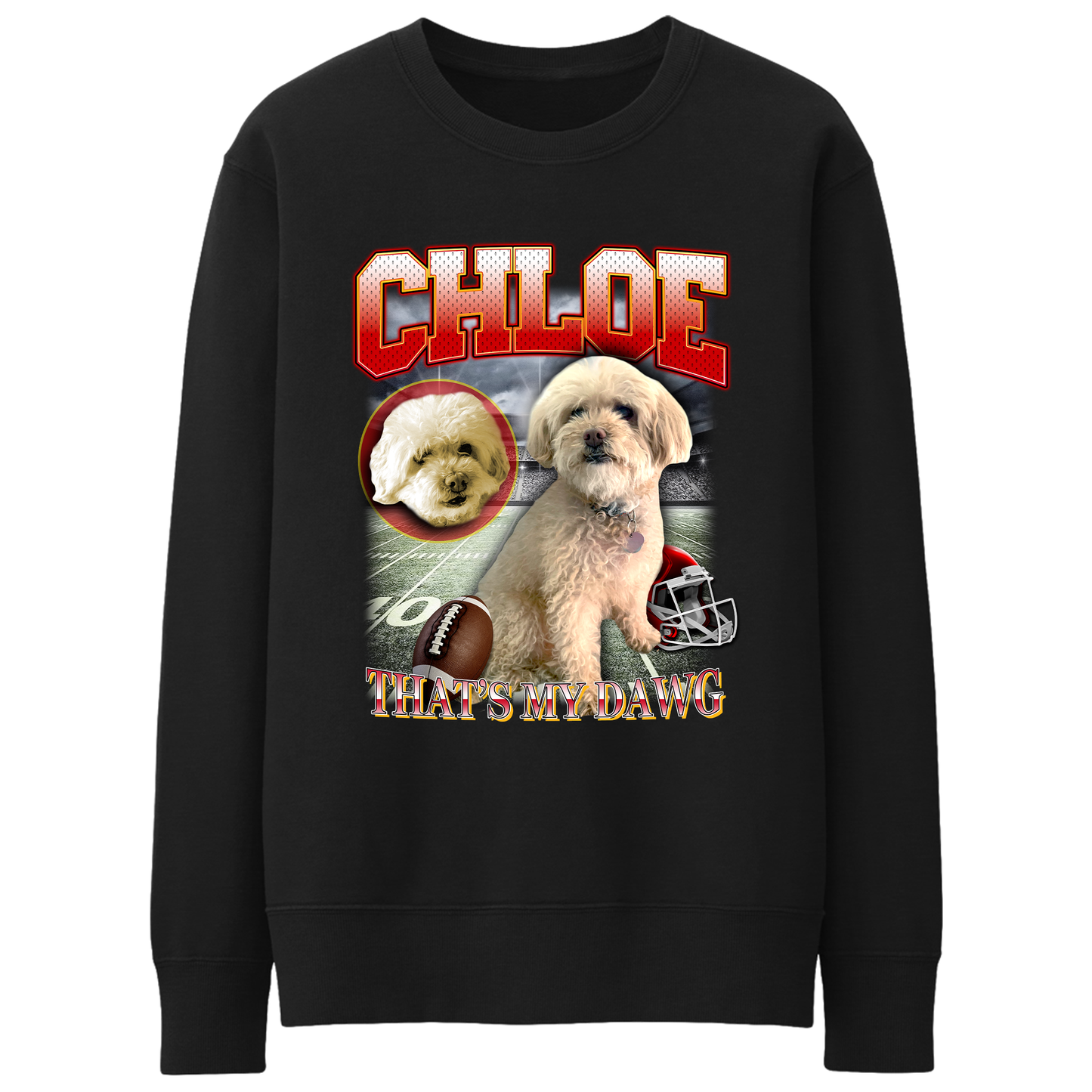Custom NFL Crewneck – Feature Your Pet as a Football Star!