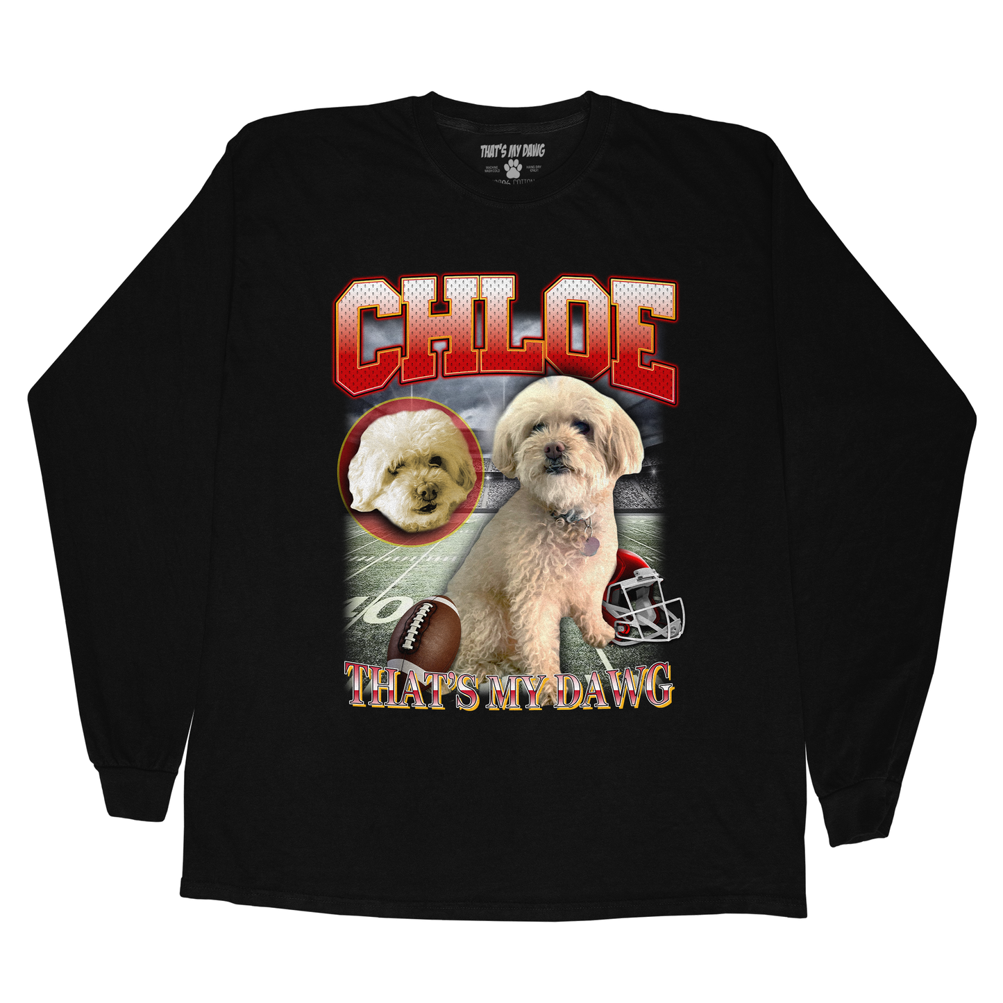 Custom NFL Long Sleeve – Feature Your Pet as a Football Star!