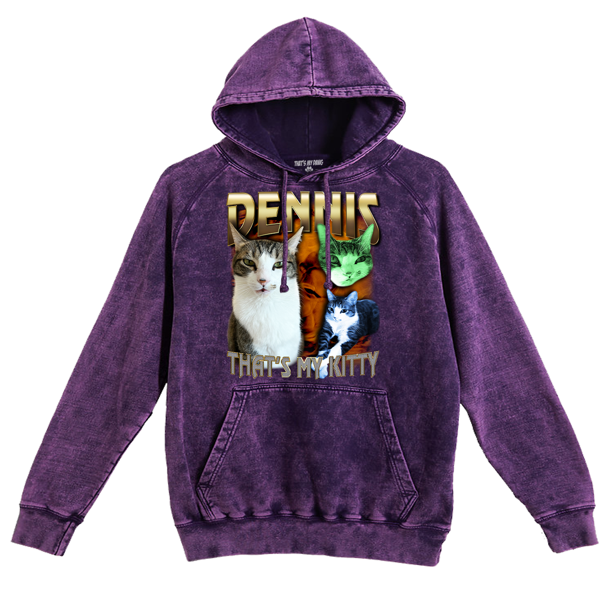 Custom 90s Bling Vintage Hoodie – Upload Any Pet, Friend, or Other Favorite Picture