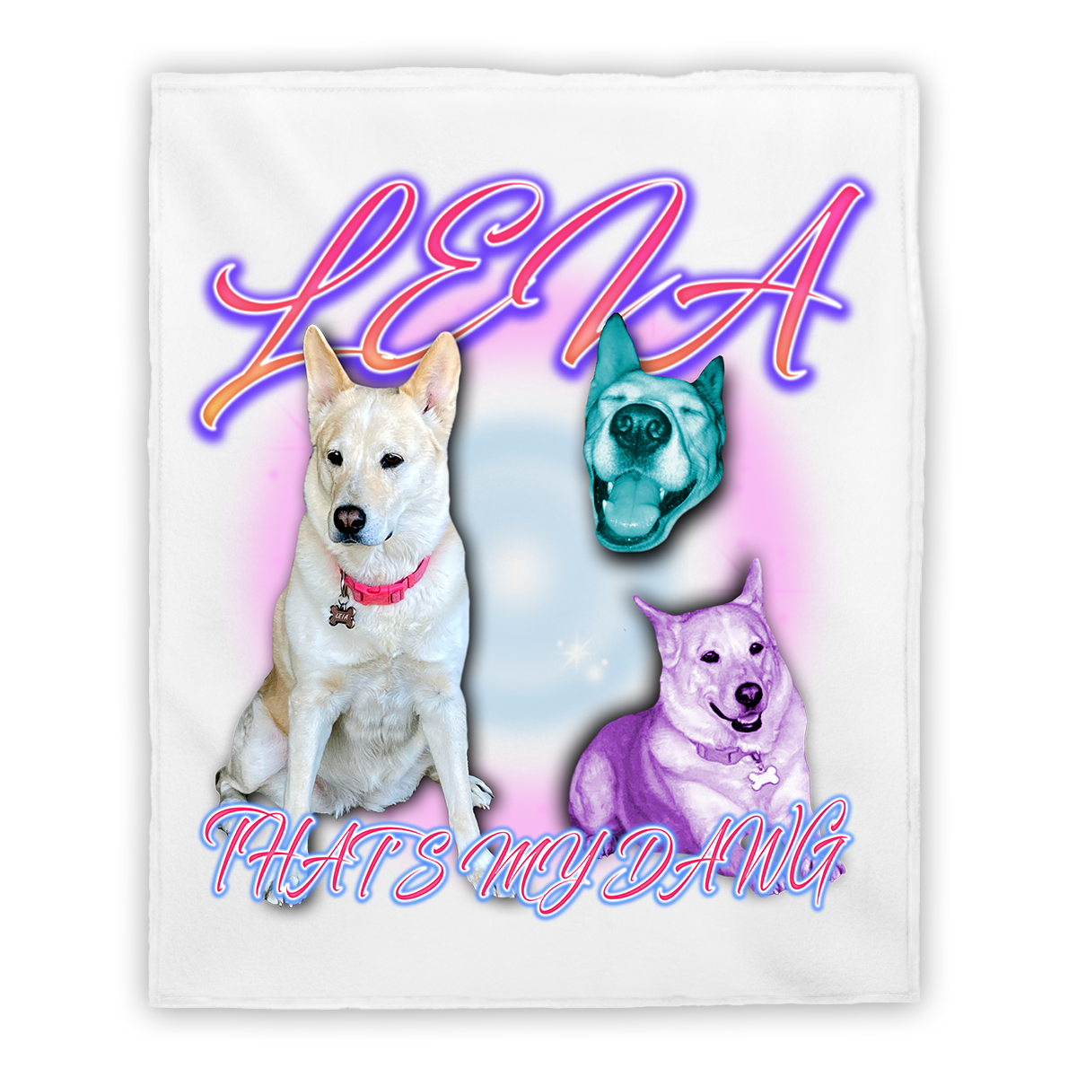 Custom 90s Airbrush Blanket – Upload Any Pet, Friend, or Other Favorite Picture