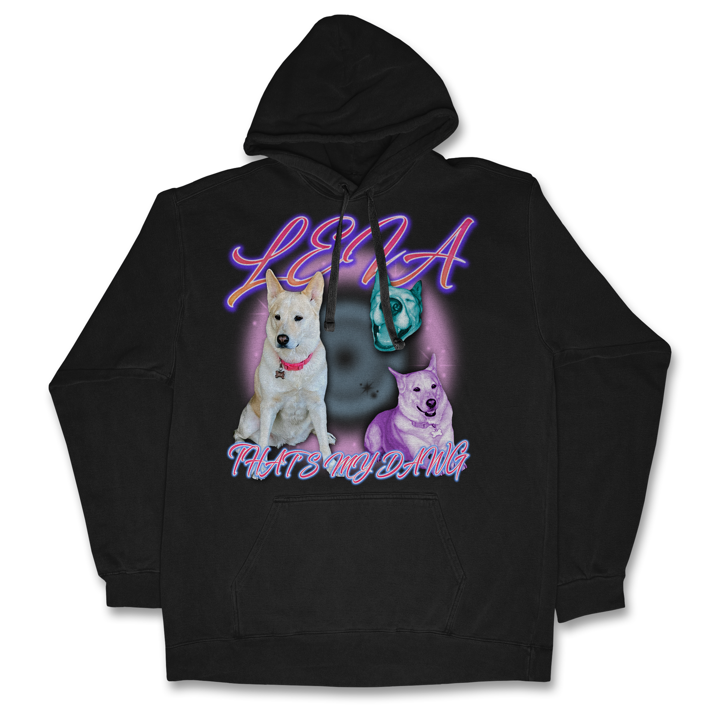 Custom 90s Airbrush Hoodie – Upload Any Pet, Friend, or Other Favorite Picture