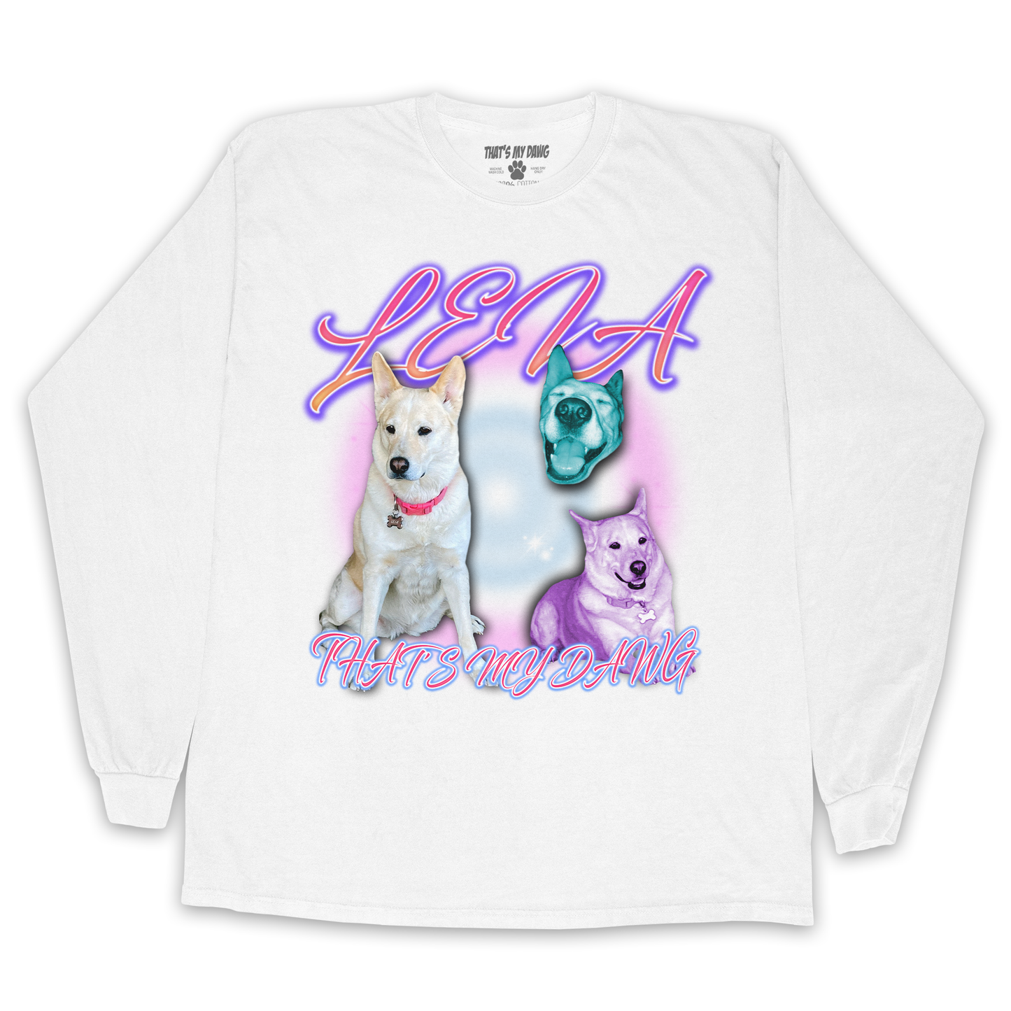 Custom 90s Airbrush Long Sleeve – Upload Any Pet, Friend, or Other Favorite Picture