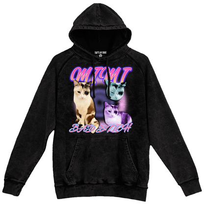 a black hoodie with two cats on it